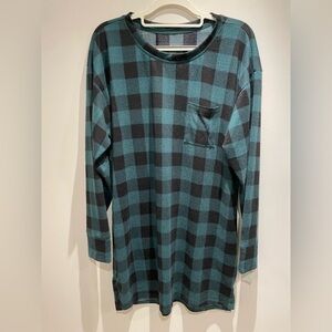 Jenni Teal and Black Plaid Shirt